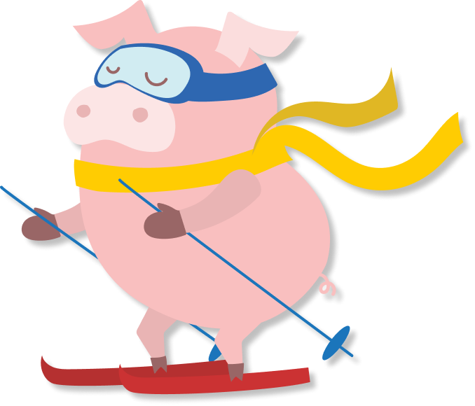 Illustration Cochon Ski
